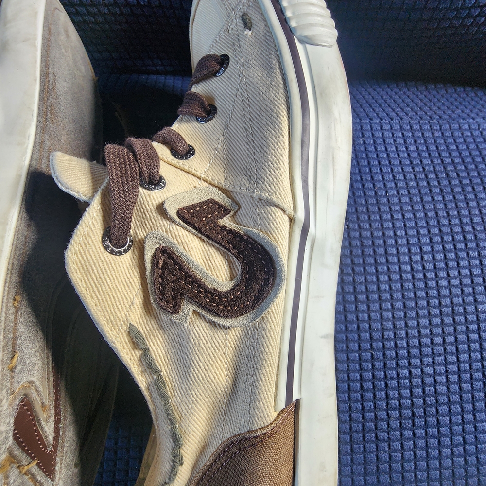 Cream and Brown Canvas Sneakers